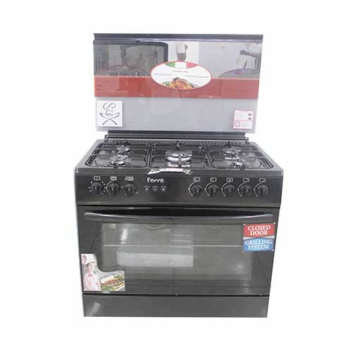 FERRE GAS COOKER 5 BURNER BLACK