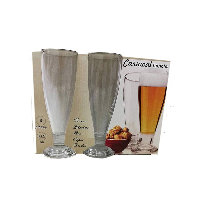 GLASS DRINKING 315ML 3PCS CARNIVAL