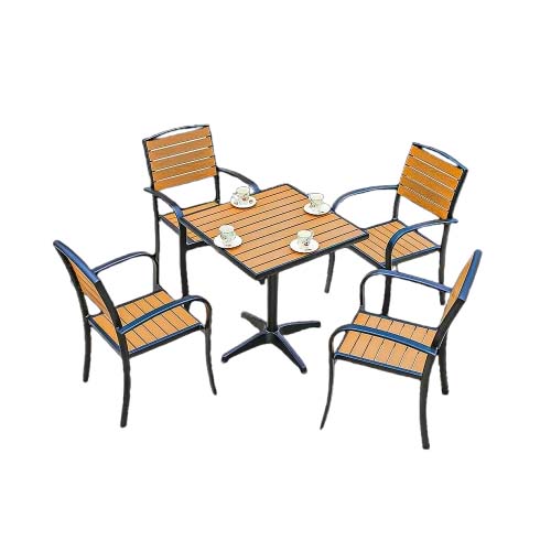 1TABLE 6CHAIRS 130X70CM CHAMPAGNE