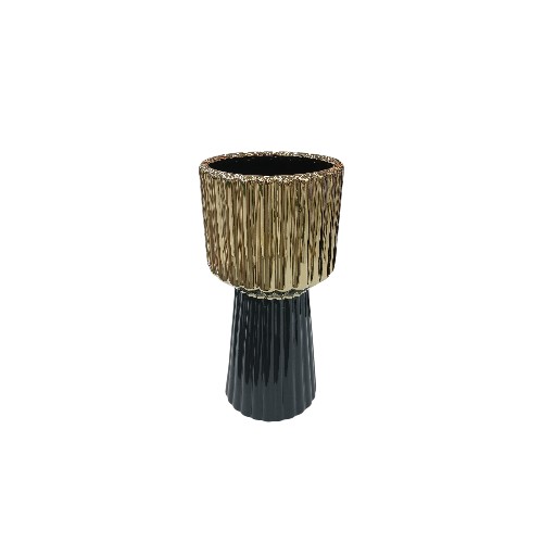 CERAMIC VASE BIG GOLD-BLACK 1381