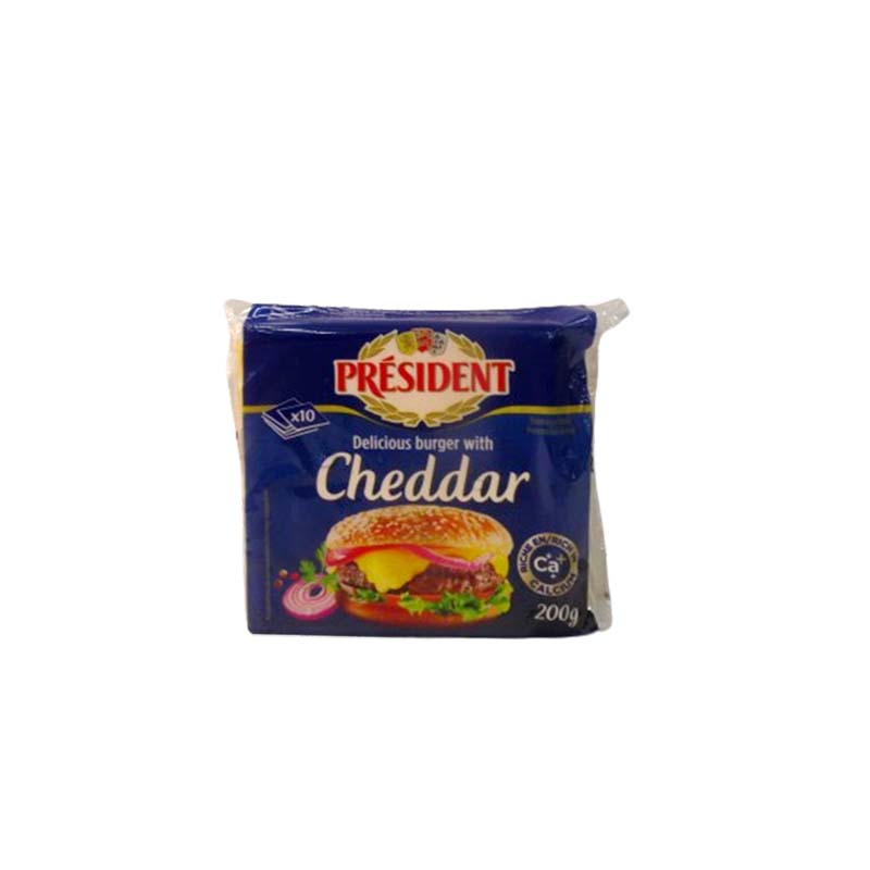 PRESIDENT CHEDDAR BURGER CHEESE 200G