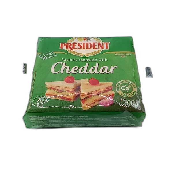PRESIDENT CHEDDAR SLICES 10PCS 200G