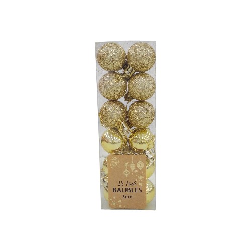 UBL BAUBLES 12PK 30MM SG