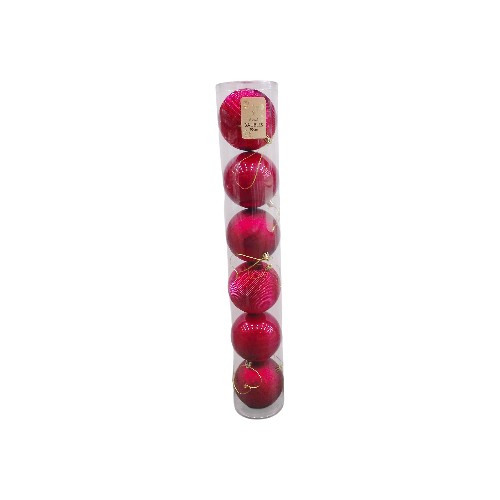 UBL BAUBLES 10CM 6PK CYLINDER RED