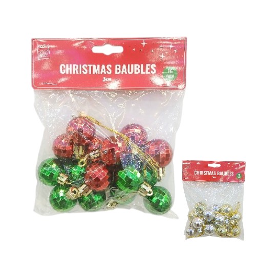 UBL DISCO HANGING BAUBLE 16PK ASST