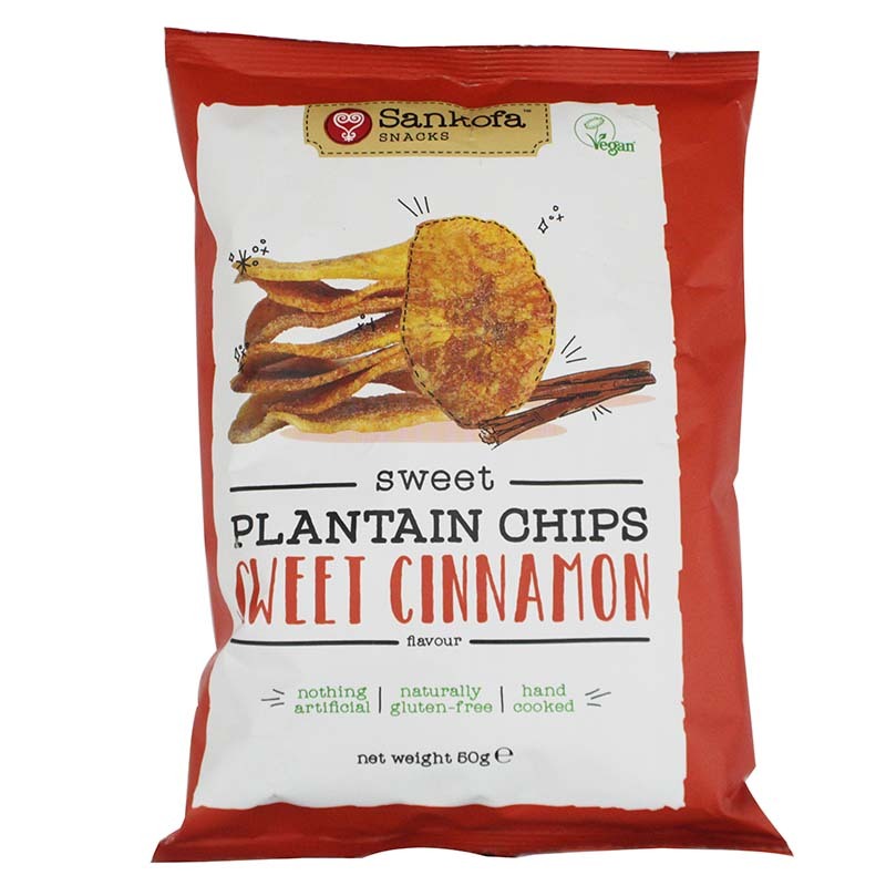 SANKOFA SWEET CINNAMON PLANTAIN CHIPS 56G