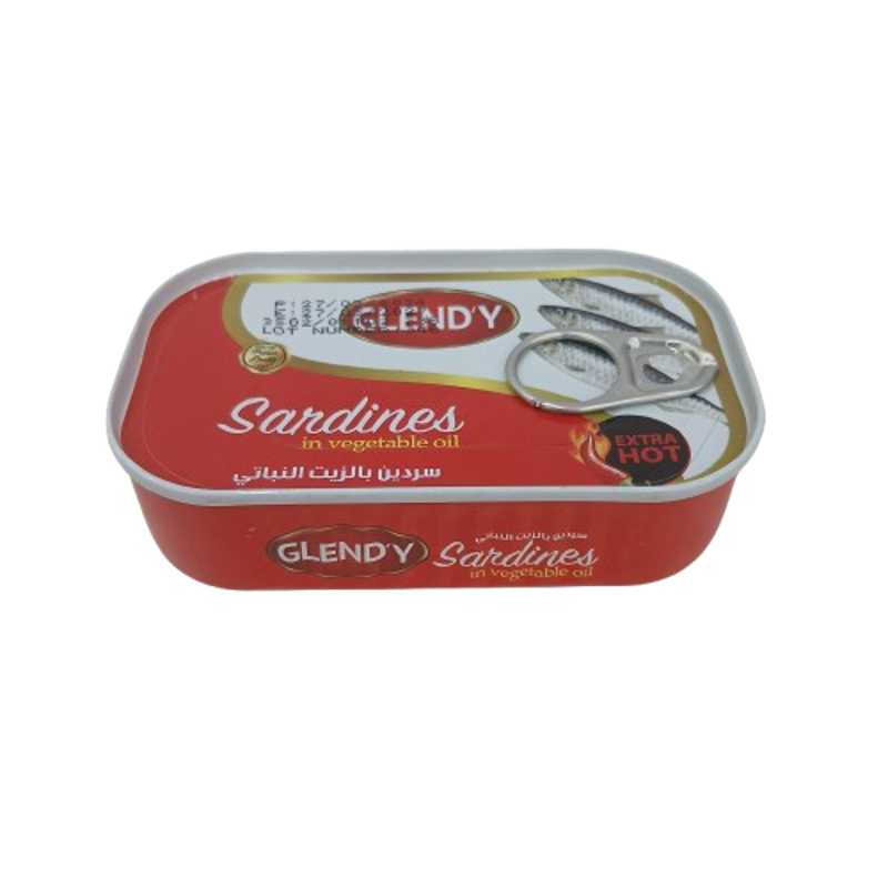 GLENDY HOT SARDINES VEG OIL 125G