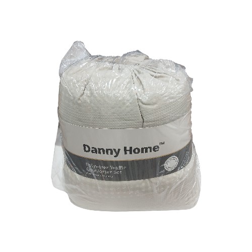 DANNYHOME QUILT SET WAFFLE NATURAL 230X220CM 3PCS