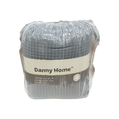 DANNYHOME QUILT SET WAFFLE GREY 260X240CM 3PCS