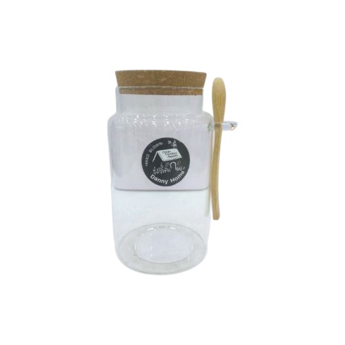 DANNYHOME GLASS JAR 1000ML-BAMBOO SPOON