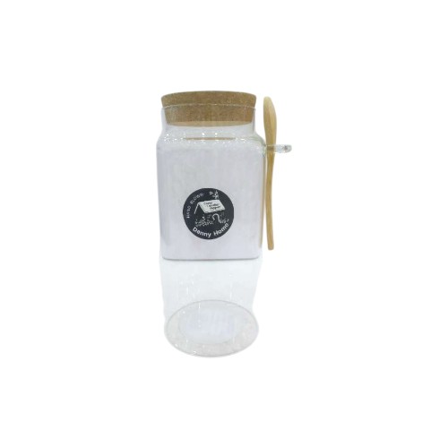 DANNYHOME GLASS JAR 1300ML-BAMBOO SPOON