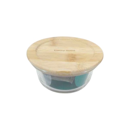 DANNYHOME GLASS CRISPER ROUND 210ML-BAMBOO