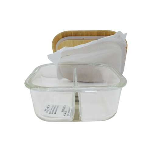 DANNYHOME GLASS CRISPER SQUARE 800ML-BAMBO