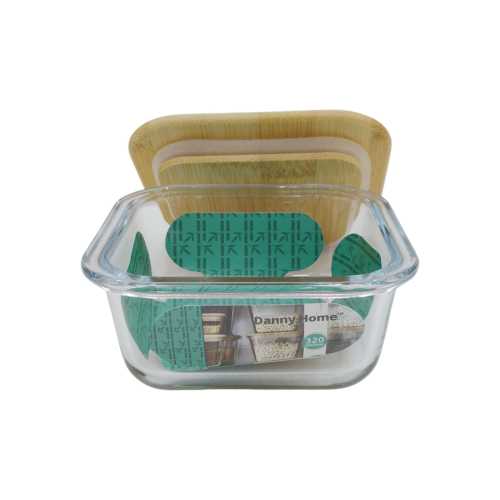 DANNYHOME GLASS CRISPER SQUARE 320ML-BAMBO