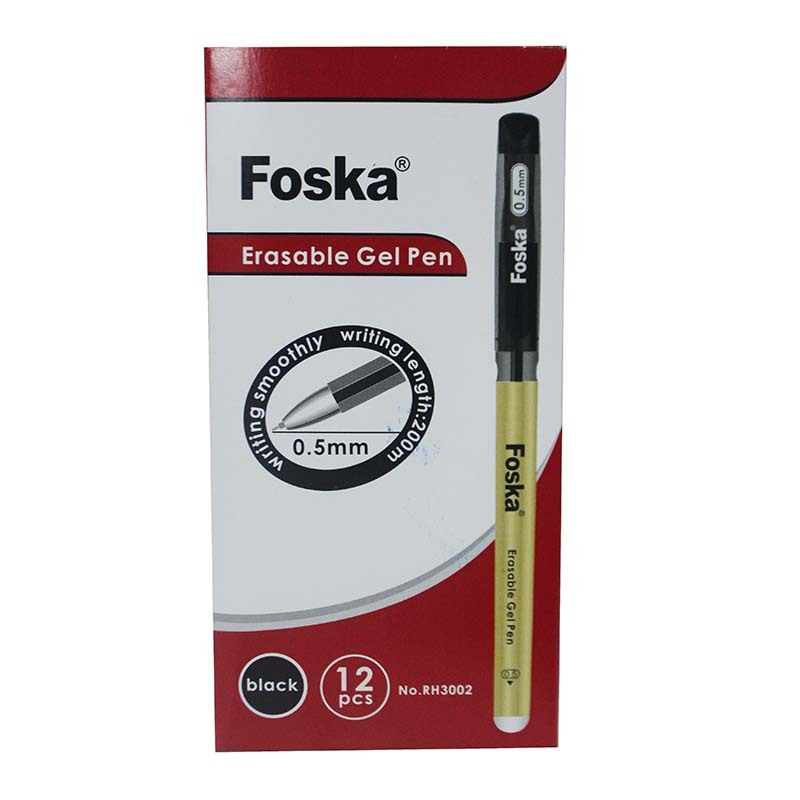 GEL PEN ERASABLE FOSKA 0.5MM 12PCS RH002 BLACK