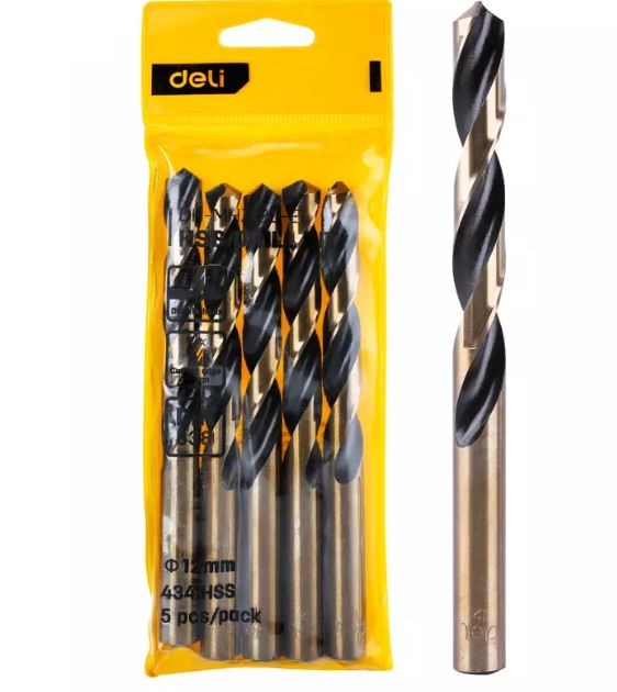 HSS DRILL BIT 12MM YW PACK OF 5 DELI