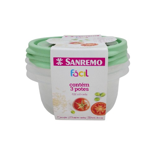 SANREMO PLASTIC CONTAINER SET 3 UN 620ML