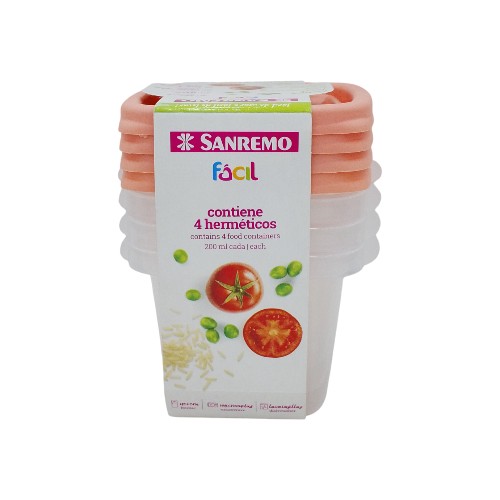 SANREMO PLASTIC CONTAINER SET 4 UN 200ML.