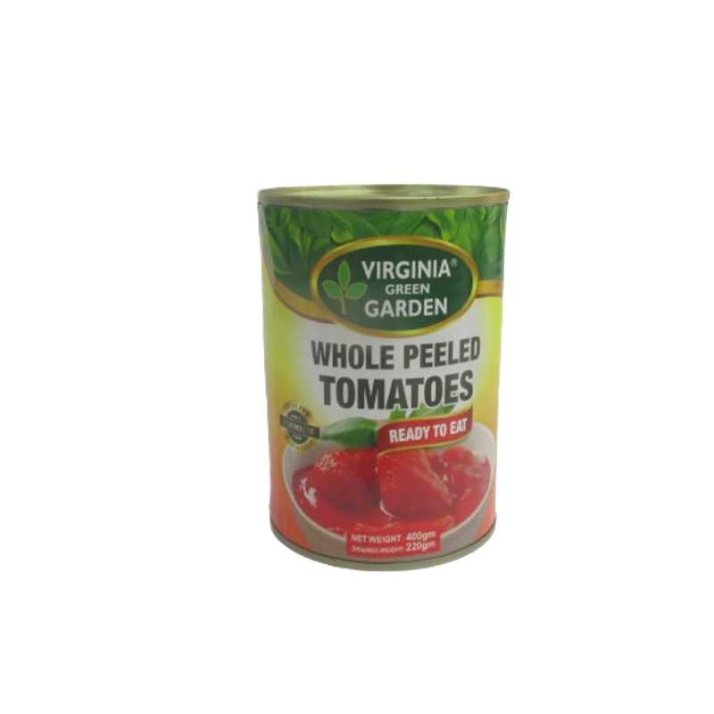 PEELED TOMATO WHOLE 400G VIRGINIA GREEN GARDEN