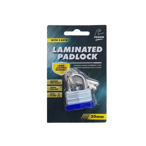 UBL PADLOCK LAM.STEEL WKEYS 30MM