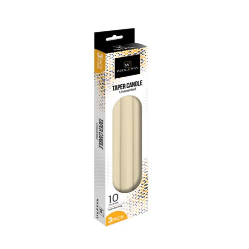 UBL CANDLE WHITE TAPERED 25CM 6PK