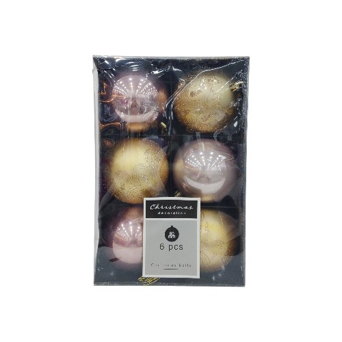 XMAS HANGDECO BALL 8CM 6PCS PRETTY