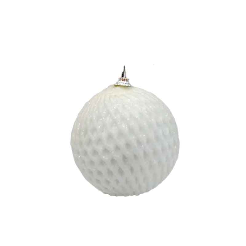 XMAS BALL GLITTER 80MM WHITE