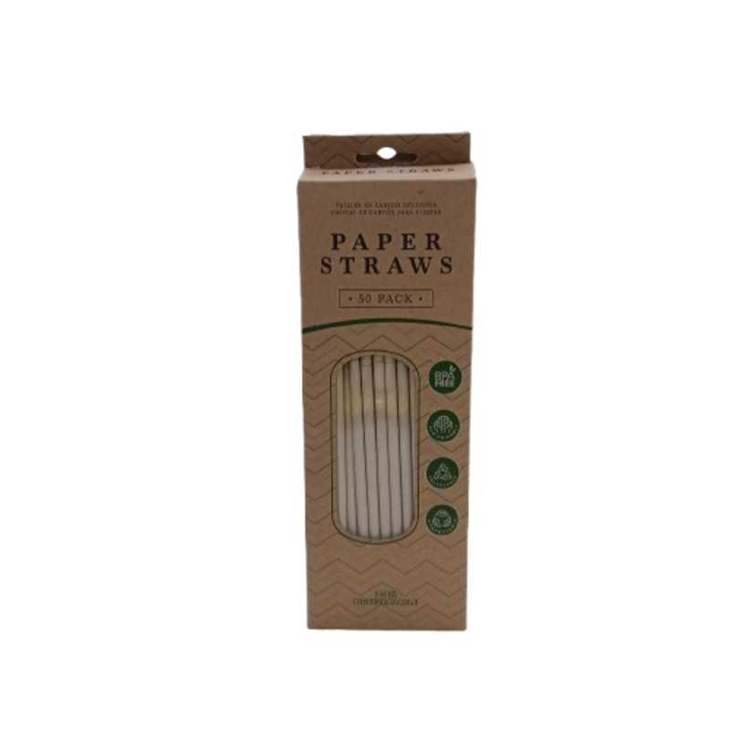 UBL PAPER STRAWS FLEXIBLE WHITE 50