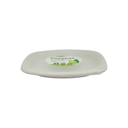 UBL COMPOSTABLE OVAL PLATE 23X16CM 6 PACK