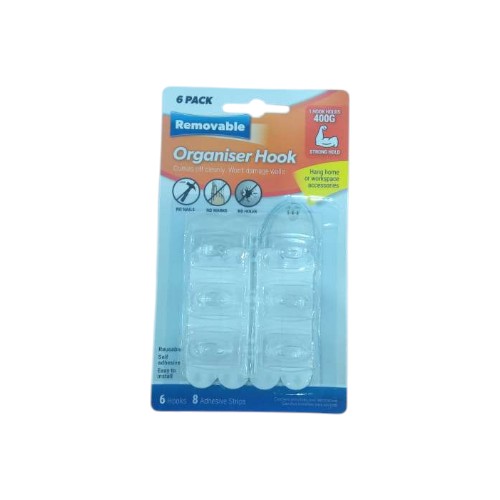 UBL REMOVABLE CLEAR HOOKS 6 PACK