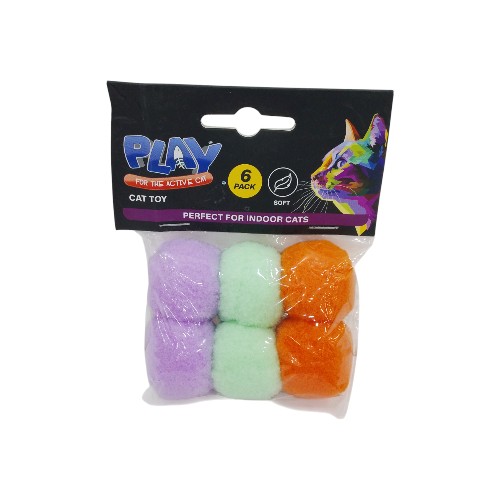 UBL CAT PLUSH PLAY BALL 3CM 6 PACK