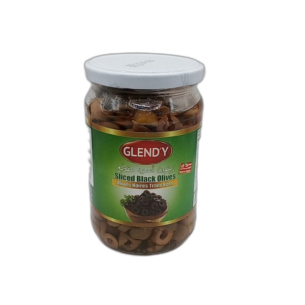 GLENDY SLICED BLACK OLIVES GLASS 660G